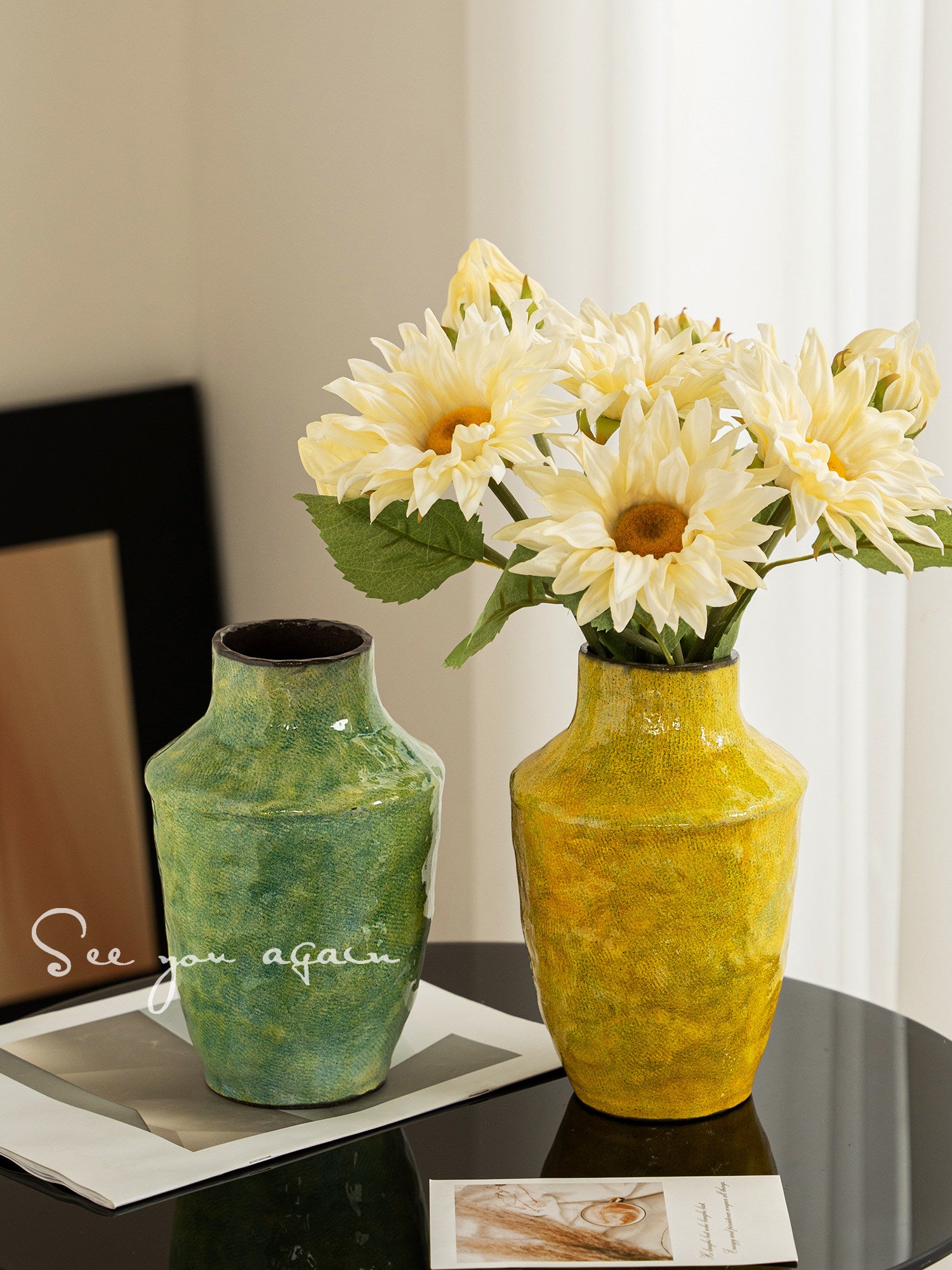 Ceramic Vase French Retro Floral Arrangement Home Decor