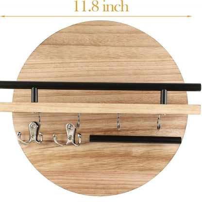 Round Wooden Wall Shelf for Home Decor