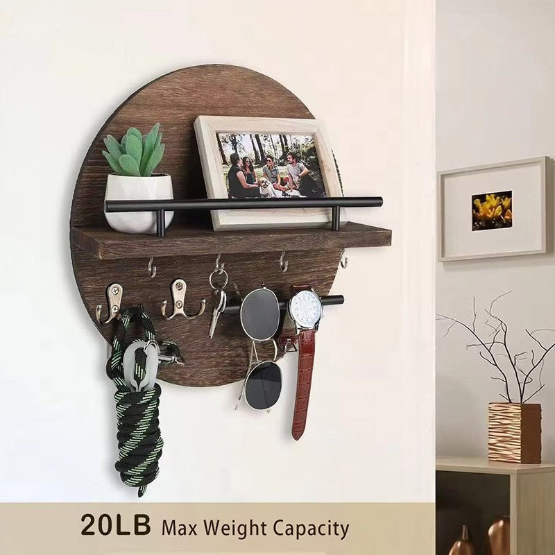 Round Wooden Wall Shelf for Home Decor